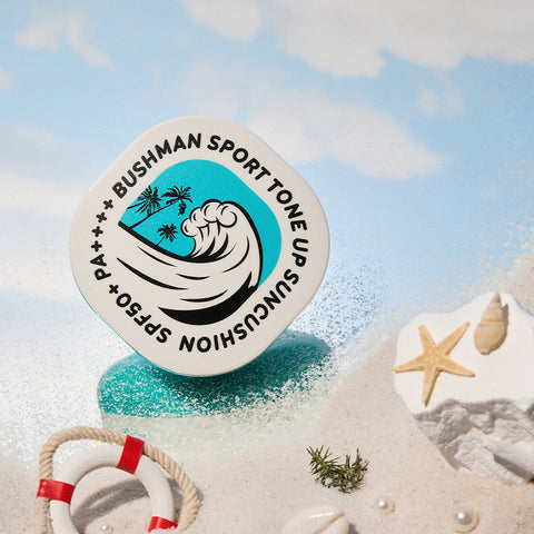 Bushman Waterproof Tone-Up Sun Cushion SPF50+ PA++++ 15g & Waterproof Sun Stick 20g - 2-Piece Set