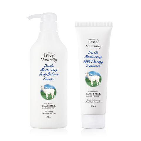 Leivy Goat Milk Scalp Balancing Shampoo 470ml + Milk Therapy Treatment 220ml 2-Piece Set