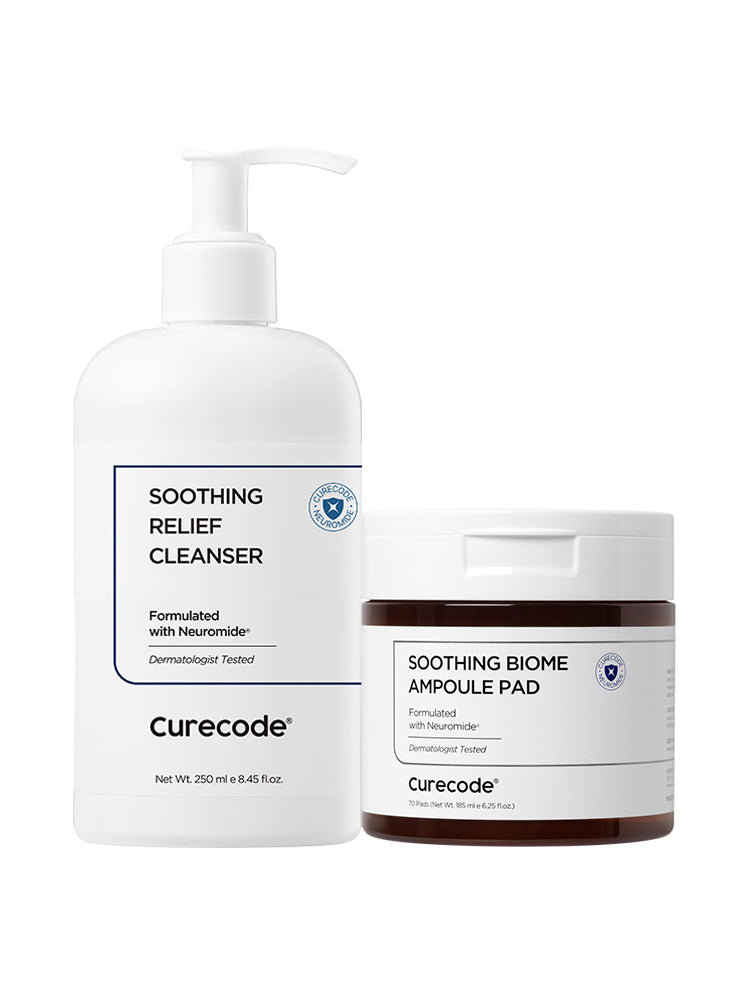 CureCode Low-Irritation Sensitive Soothing 2-Piece Set (Cleanser + Pads)