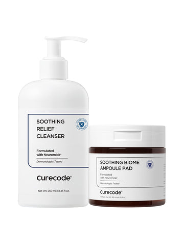 CureCode Low-Irritation Sensitive Soothing 2-Piece Set (Cleanser + Pads)