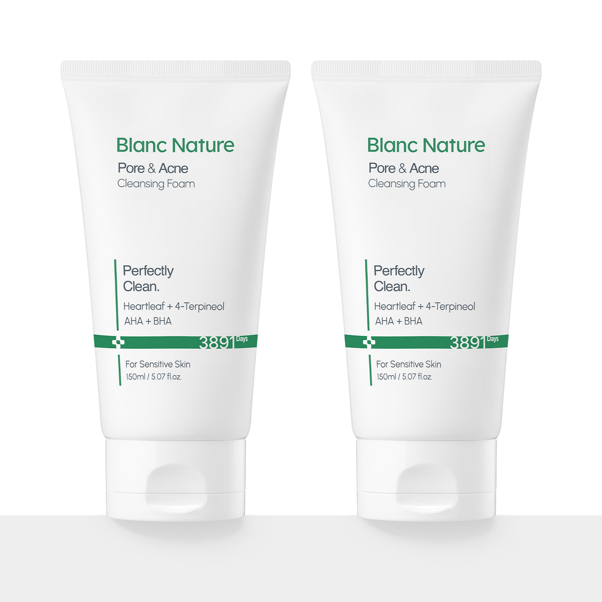 Blancnature Acne Care Cleansing Foam 150ml (2 Pack) Jeju Organic Green Tea