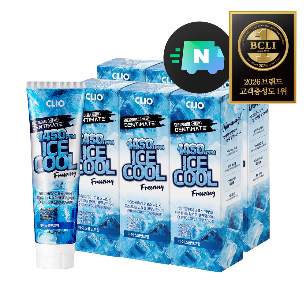 Clio Dentimate 1450 High-Fluoride Ice Cool Toothpaste (Spicy) 120g - 6 Pack