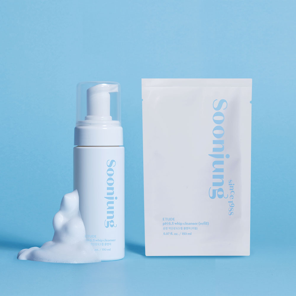 ETUDE SoonJung pH 6.5 Whip Cleanser 150ml + Refill 150ml (2 Pack)