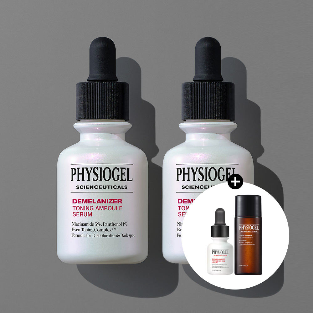 Physiogel Demelanizer Toning Ampoule Serum 30ml x2: Toning Ampoule 10ml & Glow Essence 20ml