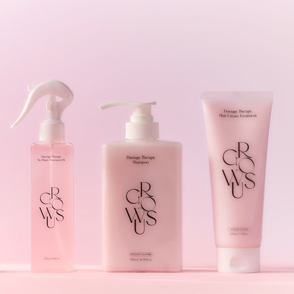 Growus Damage Therapy EX 3-Piece Set (Shampoo 500ml + Treatment 220g + No-Wash Treatment 250ml)
