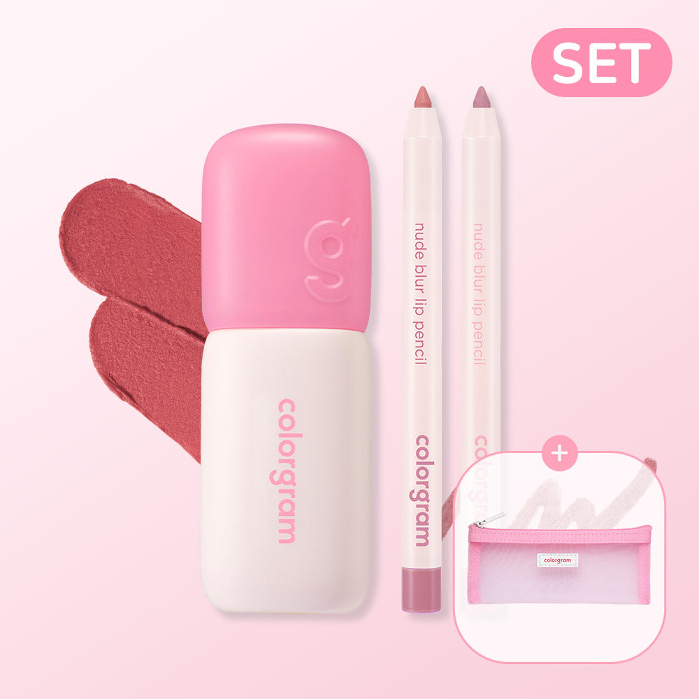 Colorgram Nudie Blur Tint 5g + 2 Lip Pencils 3-Piece Set