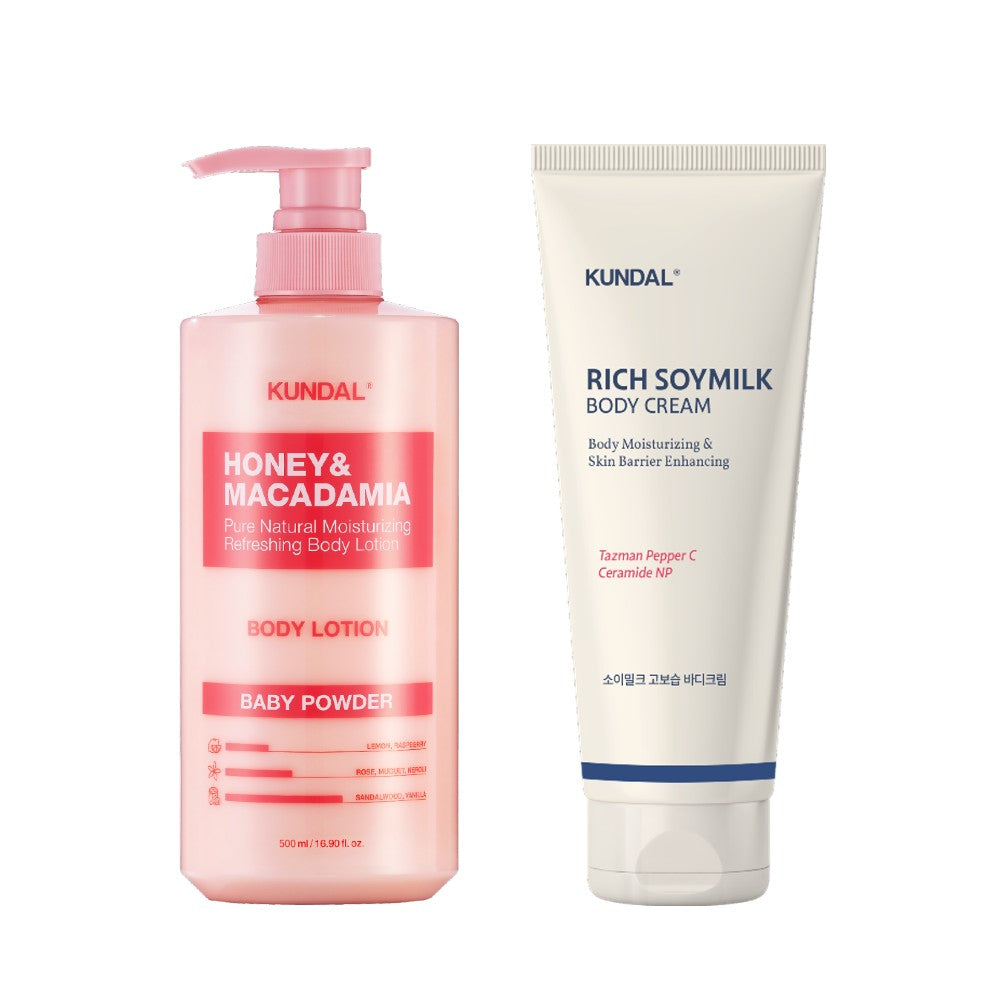 Kundal Honey & Macadamia Pure Body Lotion 500ml + Rich Soy Milk Body Cream 200ml