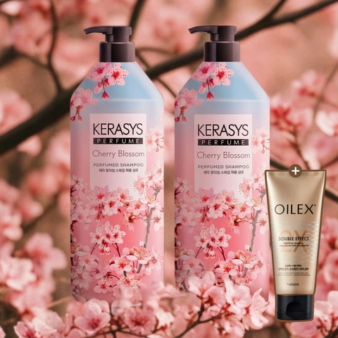 Kerasys Cherry Blossom Perfume Shampoo 1L x2 + Oilex Shampoo 60mL