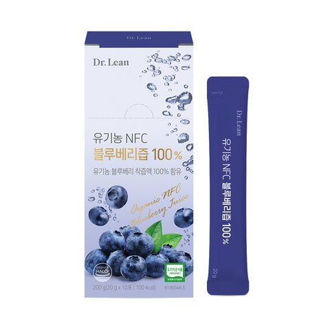 Dr. Lean Organic NFC Blueberry Juice 100% 10 Sachets x 6 Boxes (60 sticks 1200g)