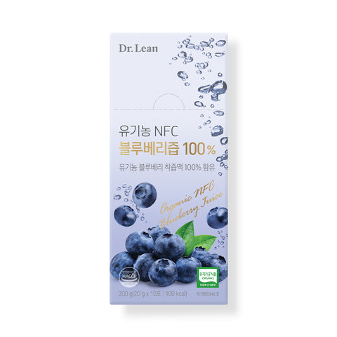 Dr. Lean Organic NFC Blueberry Juice 100% 10 Sachets x 6 Boxes (60 sticks 1200g)