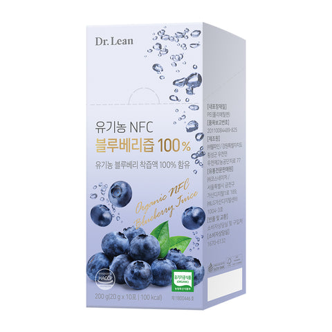 Dr. Lean Organic NFC Blueberry Juice 100% 10 Sachets x 6 Boxes (60 sticks 1200g)