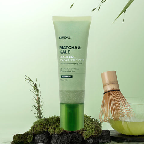 Kundal Matcha & Kale Clarifying Sea Salt Scalp Scaling Shampoo - Herb Mint, 200g