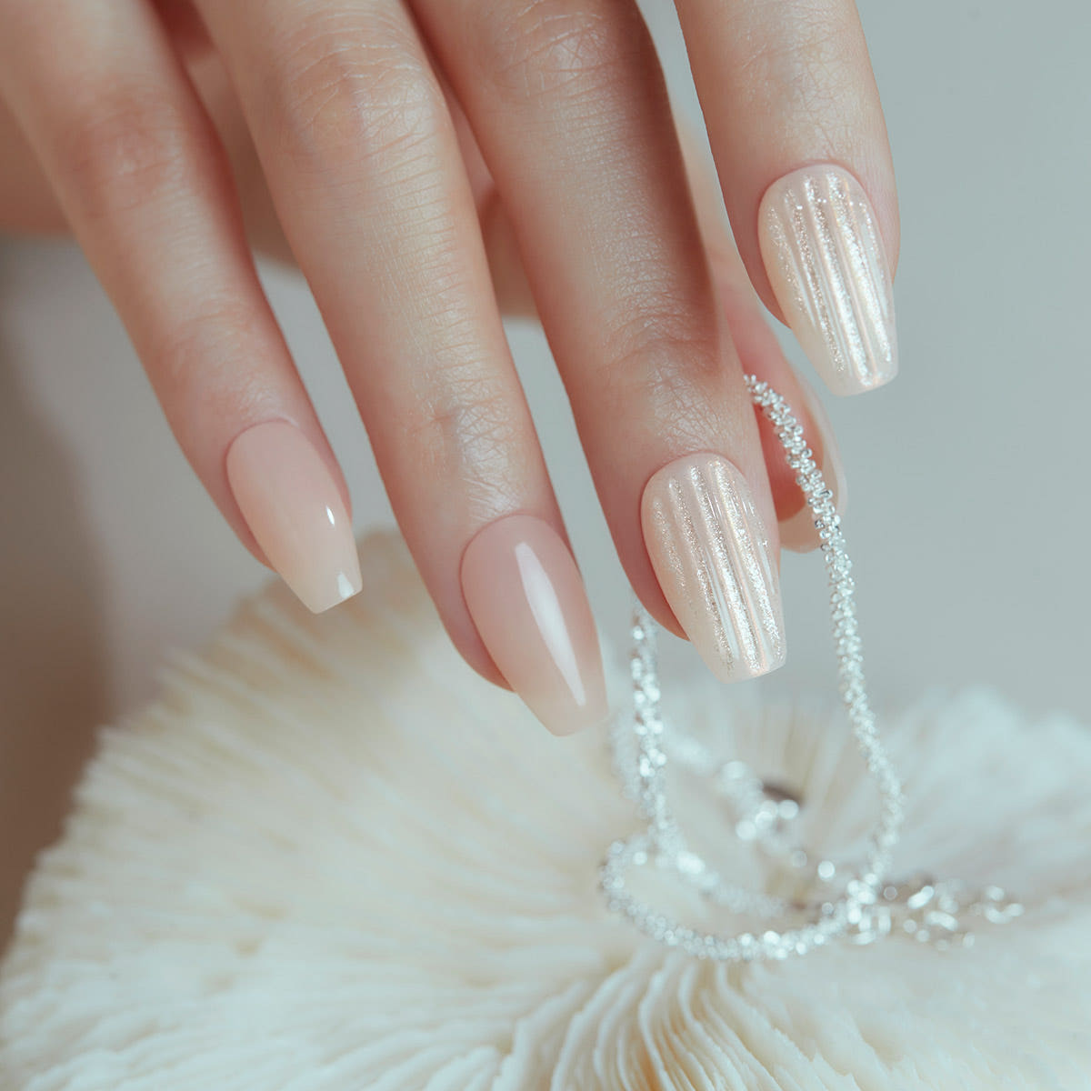 Dashing Diva Magic Press Glass Beige (Coffin) Nail Tips