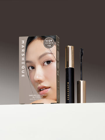 Marshique Perm & Care Set: No-Glue Low-Irritation Self Eyelash Perm Kit + Lash Serum (Black Tint / Clear)