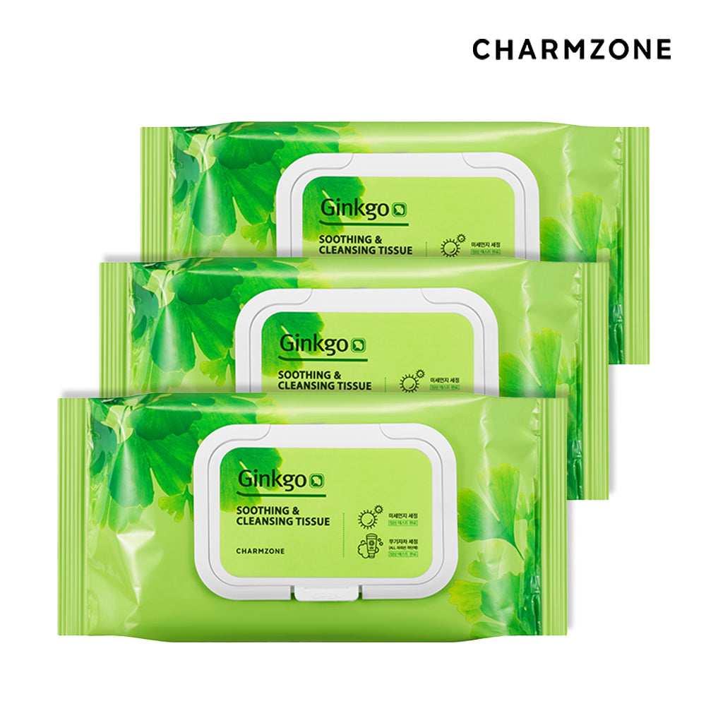 Charmzone Ginkgo Soothing & Cleansing Wipes 353g 70P (3 Pack)