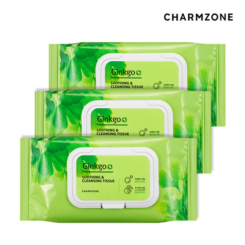 Charmzone Ginkgo Soothing & Cleansing Wipes 353g 70P (3 Pack)