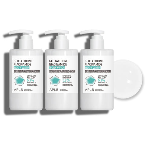 APLB Glutathione Niacinamide Body Wash - Mild Acidic, High-Moisture Back Acne Care, 300ml (3 Pack)