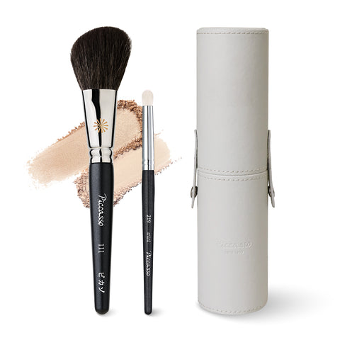 Picasso Contour Duo Set 111 Shading Brush + Mini Eyeshadow (Slim Cylinder Brush Case Gift)