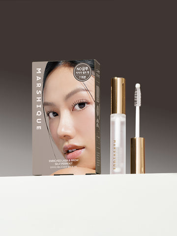 Marshique Perm & Care Set: No-Glue Low-Irritation Self Eyelash Perm Kit + Lash Serum (Black Tint / Clear)
