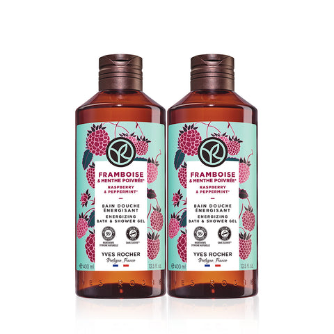 Yves Rocher Raspberry & Peppermint Shower Gel Body Wash 400ml x 2