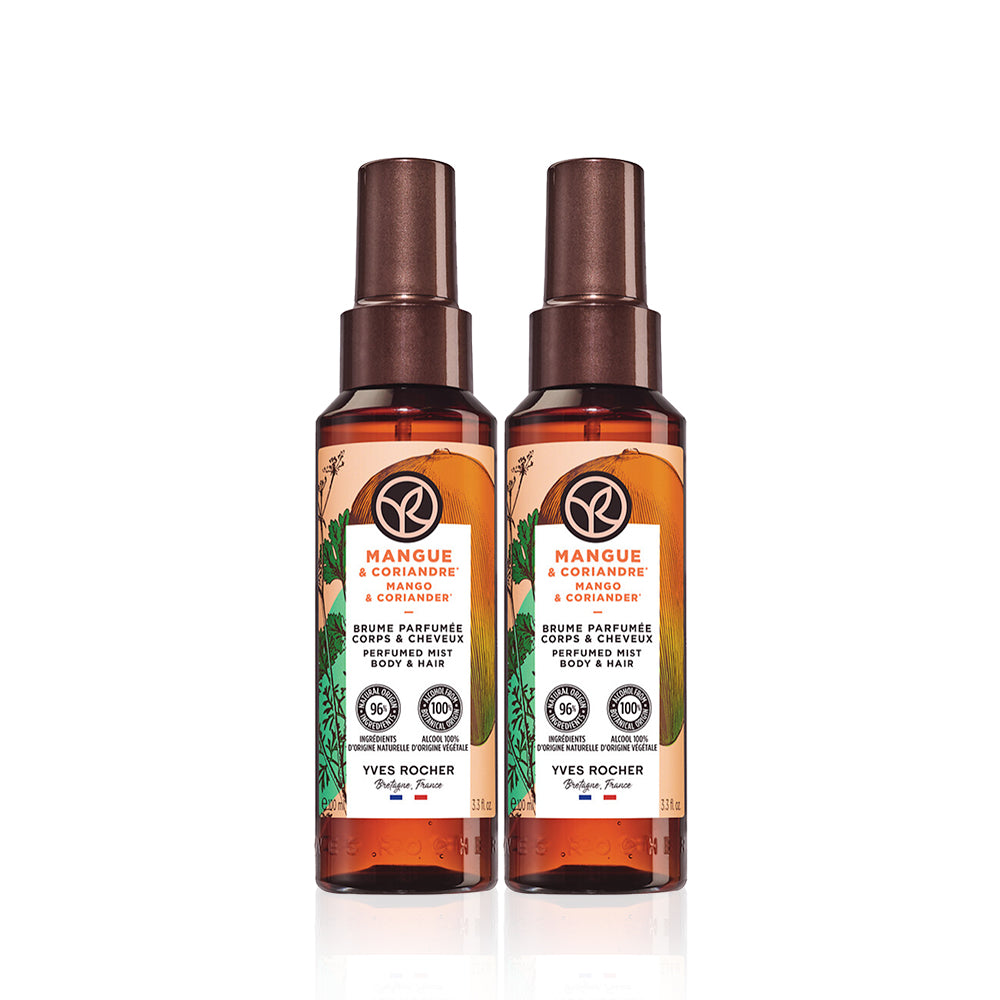 Yves Rocher Perfume Mist Body & Hair Mango & Coriander 100 ml x 2