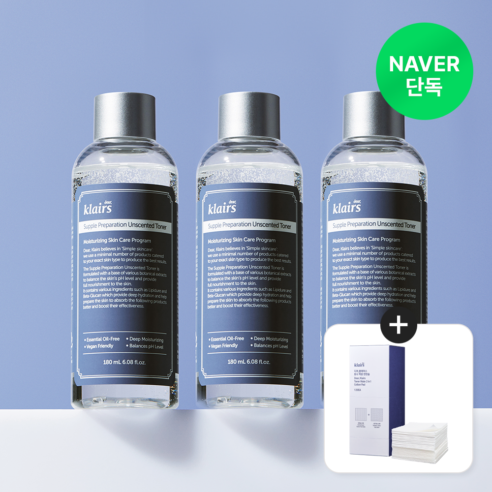 Dear Klairs Supple Preparation Unscented Toner 180ml (3 pack)