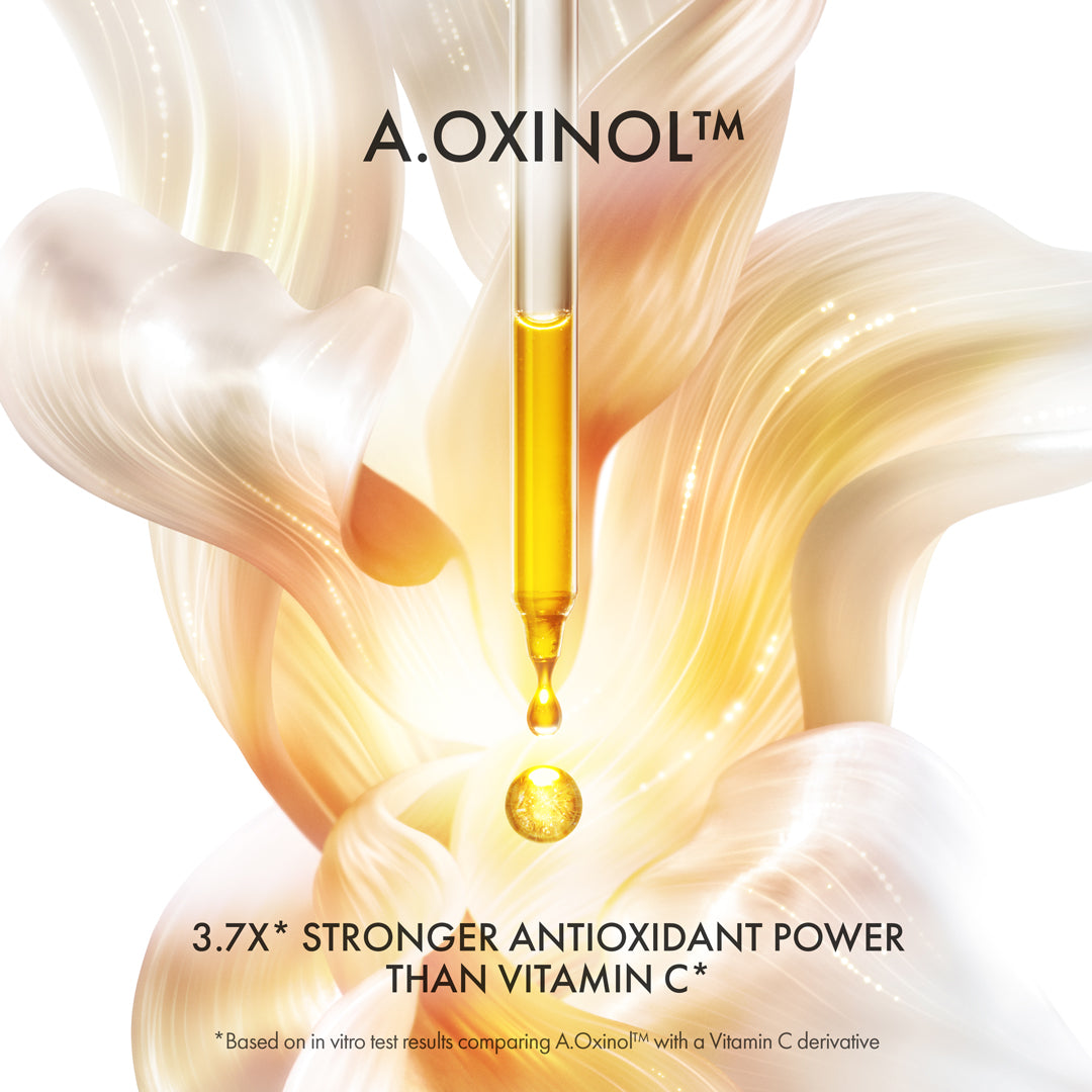 A.OXINOL skincare product with droplet and text on a white background