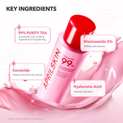 April Skin skincare product with key ingredients highlighted on a white background