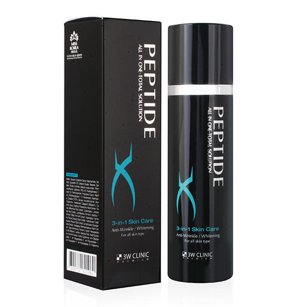 Black 'Peptide X' skincare product with packaging on a white background