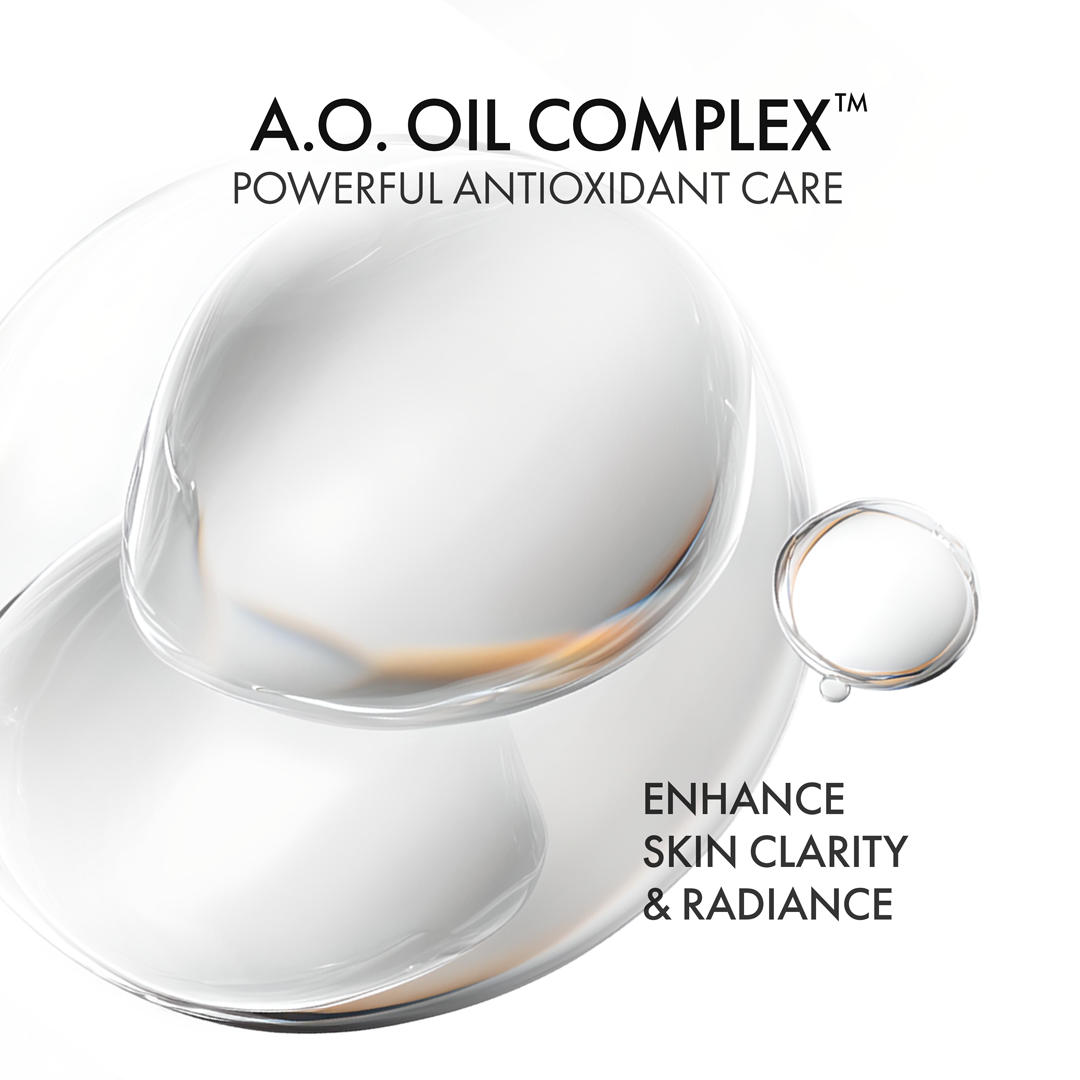 Cosmetic product with 'A.O. Oil Complex' text on a white background