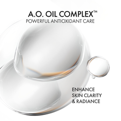 Cosmetic product with 'A.O. Oil Complex' text on a white background