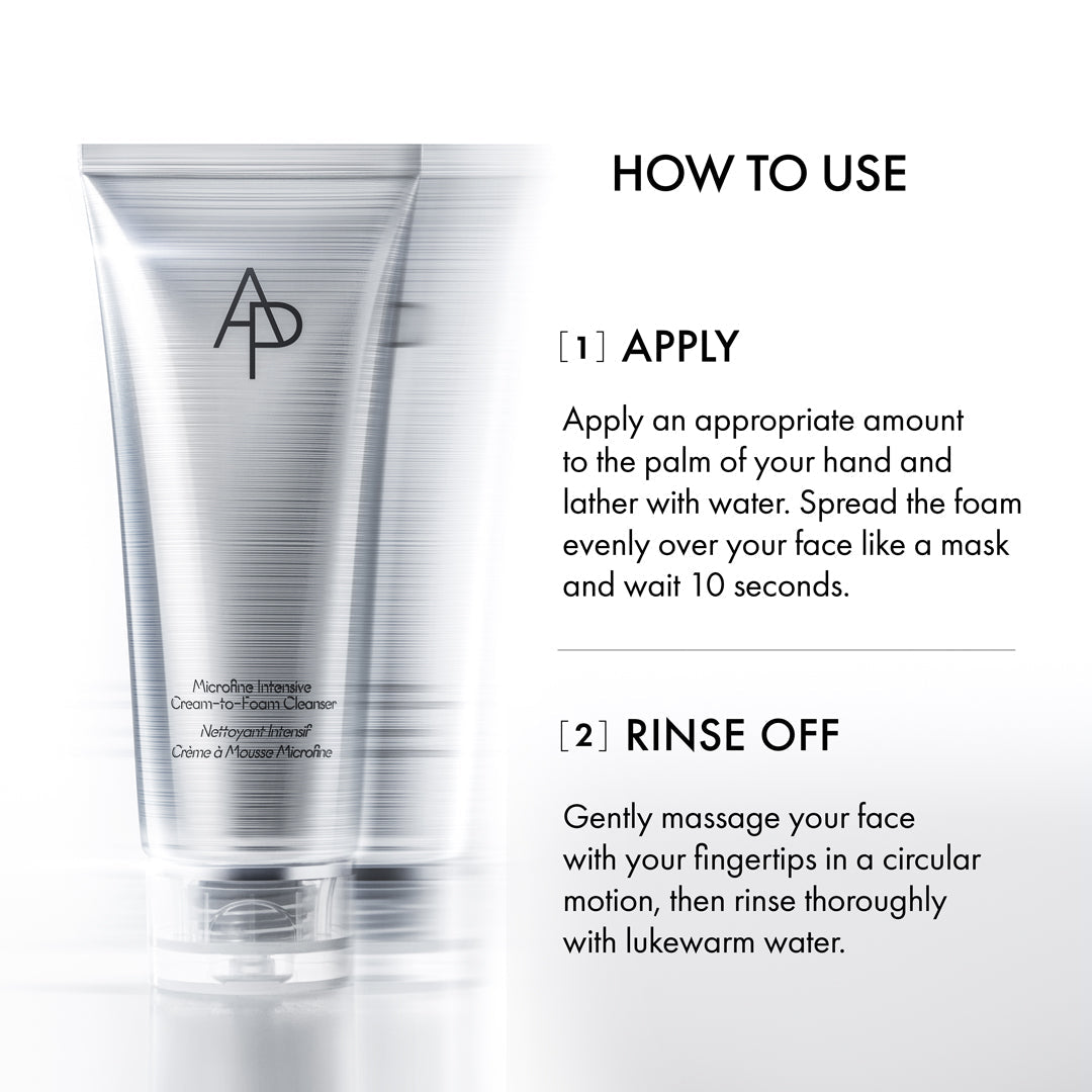 Facial cleanser tube with usage instructions on a white background