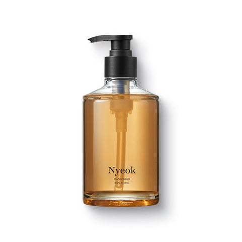 Bottle of Nyeok hand wash with pump on a white background
