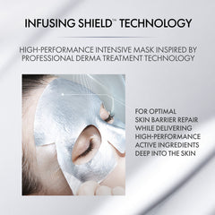 High-performance intensive mask with Infusing Shield Technology applied to a person's face.