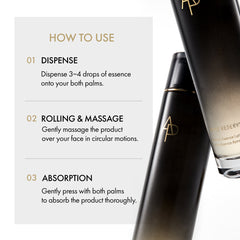 Cosmetic product with usage instructions on a white background