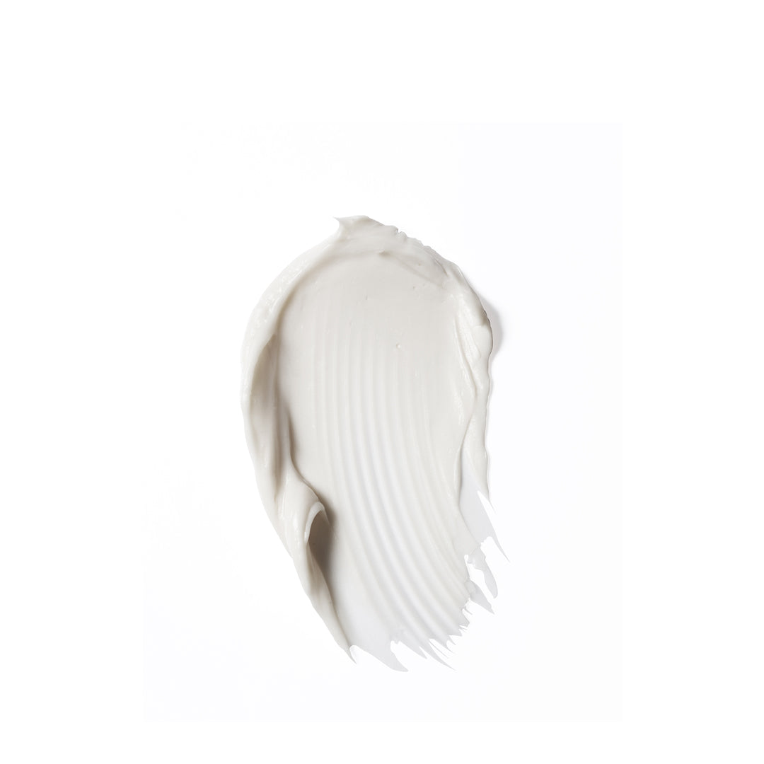 White cream swatch on a white background