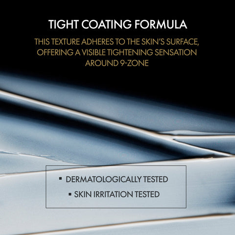 Advertisement for a skincare product with text about a 'Tight Coating Formula' and dermatological testing.