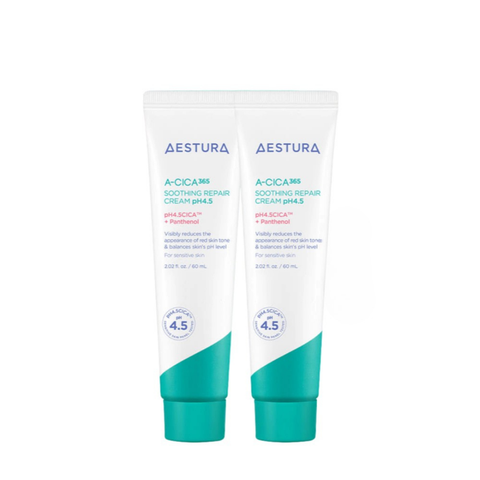 Two tubes of Aestura A-CICA Soothing Repair Cream on a white background