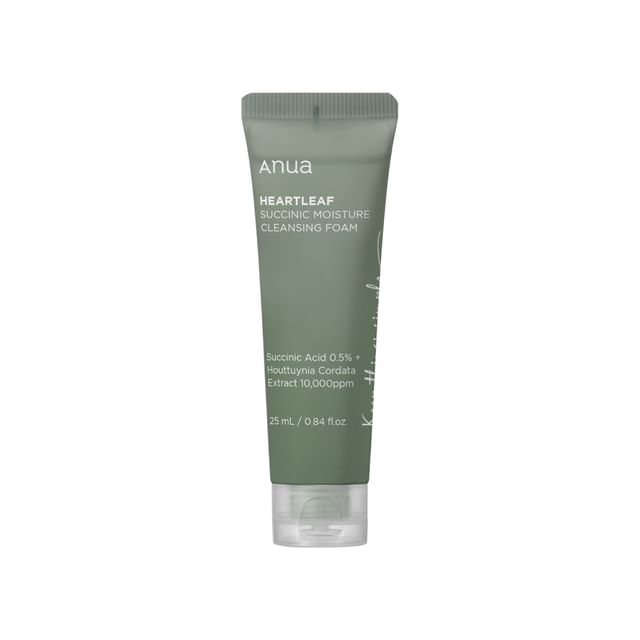Green tube of Anua Heartleaf product on a white background