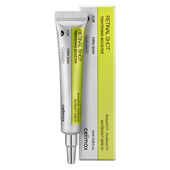 Retinol shot tightening booster with packaging on a white background