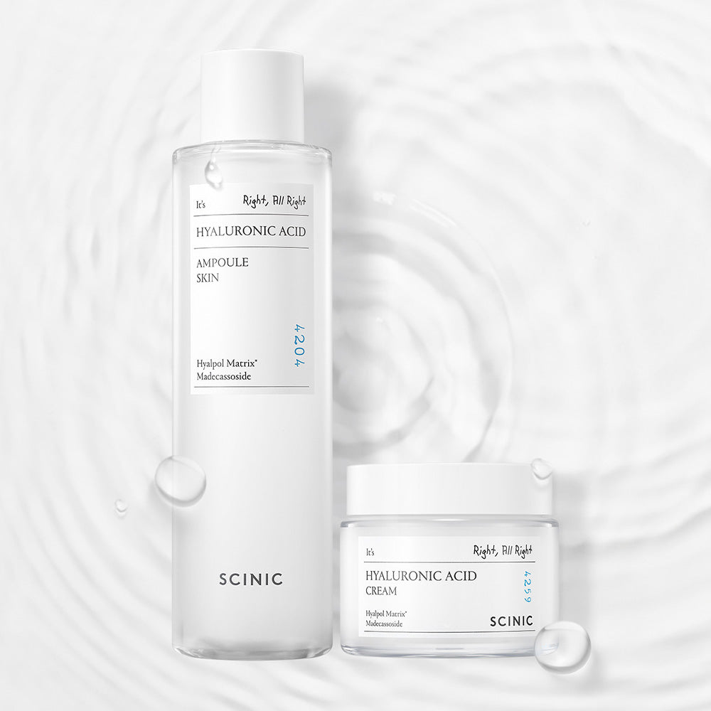 Scinic Low-Molecular Hyaluronic Ampoule Skin 300ml + Cream 80ml - 2-Piece Set