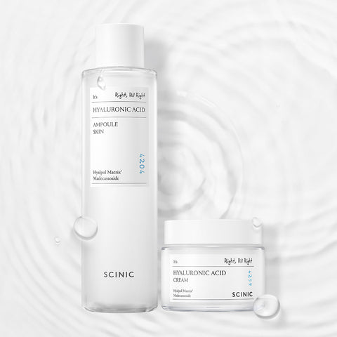 Scinic Low-Molecular Hyaluronic Ampoule Skin 300ml + Cream 80ml - 2-Piece Set