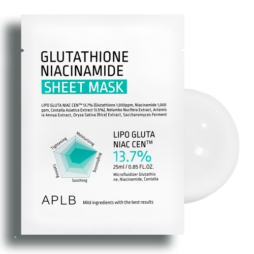 APLB Glutathione Niacinamide Sheet Mask 10 Pcs - Brightening & Soothing | Soonsu Beauty
