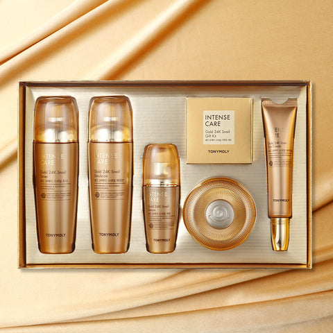 TONYMOLY Intense Care Gold 24K Snail 5-Piece Set (Toner 140ml / Emulsion 140ml / Serum 35ml / Eye Cream 30ml / Cream 45ml)